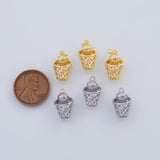 18K Gold PVD 3D Basketball Goal Hoop Net Charm 15x10mm Charm Pendant Charms - Tarnish Resistant