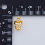 18K Gold PVD 3D Basketball Goal Hoop Net Charm 15x10mm Charm Pendant Charms - Tarnish Resistant