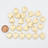 Heart Letters Initial Alphabet ABC Letter Gold PVD Plated Tarnish Resistant 15x15mm p54