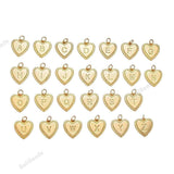 Heart Letters Initial Alphabet ABC Letter Gold PVD Plated Tarnish Resistant 15x15mm p54