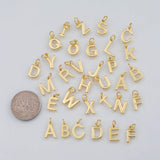 Gold PVD Plated Plain Letters Alphabet Initial Charm Tarnish Resistant about 9x12mm