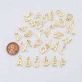 Letters Alphabet Initial charms Gold PVD Plated Tarnish Resistant size about 8x11mm hh-bb19