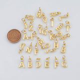 Gold PVD Letter Charms with CZ Stone Initials Tarnish Resistant about 5x12mm hh-h133