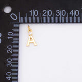 Gold PVD Letter Charms with CZ Stone Initials Tarnish Resistant about 5x12mm hh-h133