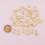 Alphabet letters 6x9mm puffy 18k Gold Filled for Charm Bar Bracelets and Necklaces Charms