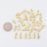Dainty Gold PVD Puffy Letter Alphabet Initial Charms Tarnish Resistant about 6x9mm