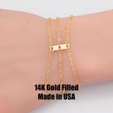 Gold Filled Detangler Minimalist Style Band Three Hole Spacer Permanent jewelry bracelets necklaces - Connectors GF Sterling Made in the USA