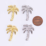 18K Gold PVD Palm Tree Coconut Tree 20x30mm Ocean Beach Charms s White Gold Charms - Tarnish Resistant
