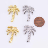 18K Gold PVD Palm Tree Coconut Tree 20x30mm Ocean Beach Charms s White Gold Charms - Tarnish Resistant