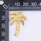 18K Gold PVD Palm Tree Coconut Tree 20x30mm Ocean Beach Charms s White Gold Charms - Tarnish Resistant