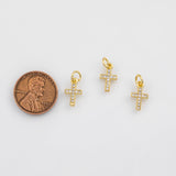 18K Gold PVD Cross Charm 8x12mm Charm s White Gold Charms - Tarnish Resistant