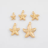 18K Gold PVD Starfish Star Fish Charms 22k s White Gold Charms - Tarnish Resistant