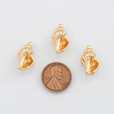 18K Gold PVD Conch Charms 13x21mm 22k s White Gold Charms - Tarnish Resistant
