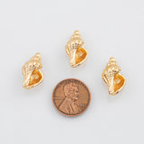 18K Gold PVD Conch Charms 13x21mm 22k s White Gold Charms - Tarnish Resistant
