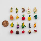 18K Gold PVD 5pcs Fruit Charms Vegetable Charms Pepper Croissant Carrot Watermelon s Charm - Tarnish Resistant