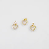 18K Gold PVD Heart Charm 10x11mm Charm s White Gold Charms - Tarnish Resistant