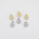 18K Gold PVD Clover Charm 8x12mm Charm s White Gold Charms - Tarnish Resistant