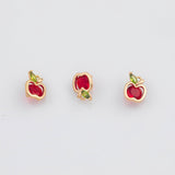 18K Gold PVD Apple Charms 7x9mm 22k s White Gold Charms - Tarnish Resistant