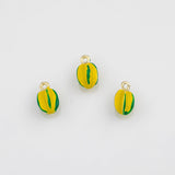 18K Gold PVD Star Fruit Carambola Fruit Charms 8x14mm s White Gold Charms - Tarnish Resistant