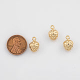 18K Gold PVD Strawberry Fruit Charms 9x14mm 22k s White Gold Charms - Tarnish Resistant