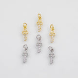18K Gold PVD Key Charm 6x13mm Charm s White Gold Charms - Tarnish Resistant