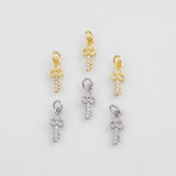18K Gold PVD Key Charm 6x13mm Charm s White Gold Charms - Tarnish Resistant