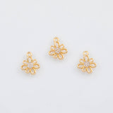 18K Gold PVD Flower Charms 11x14mm 22k s White Gold Charms - Tarnish Resistant