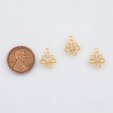 18K Gold PVD Flower Charms 11x14mm 22k s White Gold Charms - Tarnish Resistant