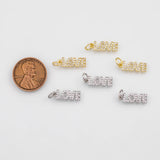 18K Gold PVD Flower Rose Charm 7x26mm s White Gold Charms - Tarnish Resistant