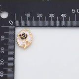 18K Gold PVD Enamel Flower Charms 12x18mm 22k s White Gold Charms - Tarnish Resistant