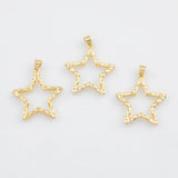 18K Gold PVD Star Charms 26mm s White Gold Charms - Tarnish Resistant