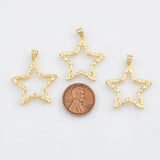 18K Gold PVD Star Charms 26mm s White Gold Charms - Tarnish Resistant