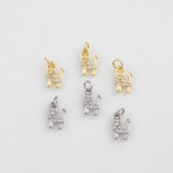 18K Gold PVD Cat Charm 8x11mm Charm s White Gold Charms - Tarnish Resistant
