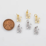 18K Gold PVD Cat Charm 8x11mm Charm s White Gold Charms - Tarnish Resistant