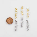 18K Gold PVD Flower Rose Charm 7x26mm s White Gold Charms - Tarnish Resistant
