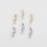 18K Gold PVD Snake Charm 5x19mm Charm s White Gold Charms - Tarnish Resistant