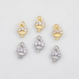 18K Gold PVD Wine Glass Mixed Alcohol Glass 10x12mm s White Gold Charms - Tarnish Resistant