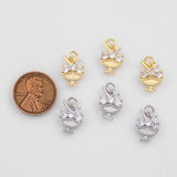 18K Gold PVD Wine Glass Mixed Alcohol Glass 10x12mm s White Gold Charms - Tarnish Resistant