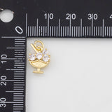 18K Gold PVD Wine Glass Mixed Alcohol Glass 10x12mm s White Gold Charms - Tarnish Resistant