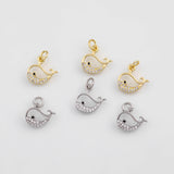 18K Gold PVD Whale Charm 12x13mm s White Gold Charms - Tarnish Resistant