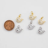 18K Gold PVD Whale Charm 12x13mm s White Gold Charms - Tarnish Resistant