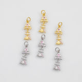 18K Gold PVD Fish Charm Pink 7x20mm s White Gold Charms - Tarnish Resistant