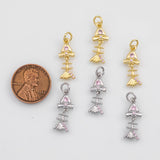 18K Gold PVD Fish Charm Pink 7x20mm s White Gold Charms - Tarnish Resistant
