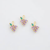 18K Gold PVD Grape Fruit Charms 8x10mm Bar s Gold Charms - Tarnish Resistant