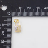 18K Gold PVD Lock Charm 7x14mm Bar s Gold Charms - Tarnish Resistant