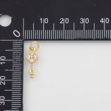18K Gold PVD Key Charm 6x15mm s White Gold Charms - Tarnish Resistant