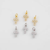 18K Gold PVD Cross Charm 8x13mm s White Gold Charms - Tarnish Resistant