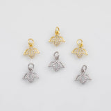 18K Gold PVD Flower Charm 8x10mm s White Gold Charms - Tarnish Resistant