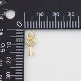 18K Gold PVD Heart Key Charm 6x13mm s White Gold Charms - Tarnish Resistant