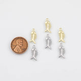 18K Gold PVD Fish bone Charm - Tarnish Resistant